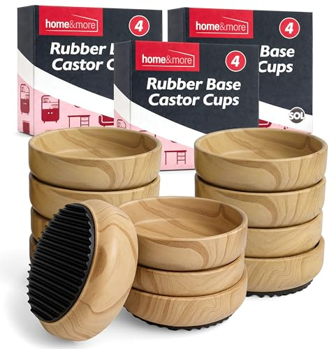 SOL 12pk Rubber Castor Cups - Non-Slip Furniture Floor Protectors | Reduces marks and pressure points, for chair, sofa and table legs, protects wood floors and carpets