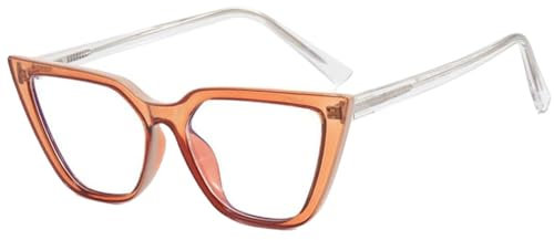 LVTFCO Frauen Sexy Cat Eye Brillengestell Retro Mode Damenbrille Trend Doppelfarbengestell,Champagner,Einheitsgröße