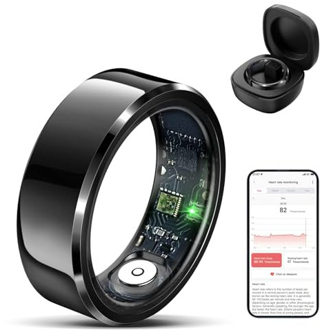 feifuns Smart Rings Wearable, Fitness Trackers with Multiple Sport Modes, Sleep Tracking - Heart Rate - Blood Oxygen - Temperature Trends - IP68 Waterproof (Black, 9#)