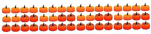 HOMSFOU 48stücke Kürbis Teelichter Elektronische Halloween Lichter Für Partydekoration Sichere Langlebige Kerzen Mit Zwei Designs Für Festliche Stimmung