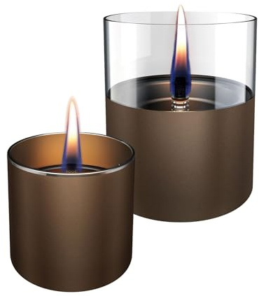 Tenderflame - 2er-Set nachfüllbare Tischkerzen Lilly 8 & 10 - Schokolade