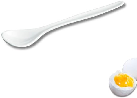 homiez Eierlöffel Kunststoff Weiß [12 Stück] - Auch geeignet als Eislöffel, Latte Macchiato Löffel oder Baby Löffel - Lange Plastiklöffel Wiederverwendbar - Servierlöffel, Teelöffel, Kaffeelöffel
