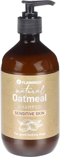 Shampoing Chien - shampoing pour Chien - 500ml - Spécialement la Peau Sensible - pour Le Traitement de la Peau sèche et irritée - Flamingo Shampooing Naturel à l'avoine