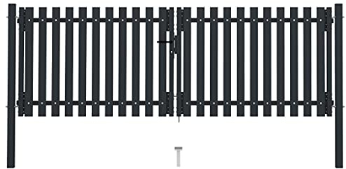 Willood Doppelflügel Zauntor Stahl 306x125 cm Anthrazit Gartentor Pforte Hoftor Gartentür Gartenpforte Hoftür Einfahrtstor Doppeltor Zauntür