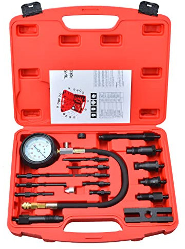 Zoomtools 17Pc Diesel Engine Compression Tester Kit Tool, Professional for Automotive and Tractor, 0-1000PSI Compressor set