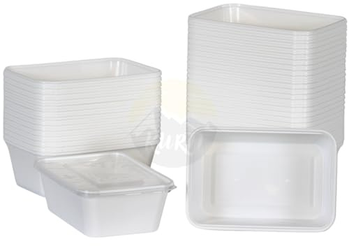 KURTT 100 pièces, Récipients Mealprep, Boîtes alimentaires pour préparation des repas, Bols pour micro-ondes avec couvercle, adaptés au micro-ondes, lavables au lave-vaisselle 750ml