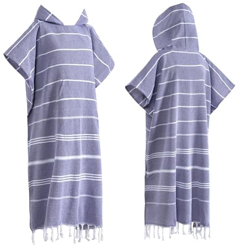 Towel Poncho,Adult Hooded Towel 1pcs Cotton Surfing Ponchoes Changing Towel Swim Robe With Pocket Plus Size Swim Cover Up Wearable Towel Hooded Beach Towel For Adult Man Women Beach Pool(Purple)