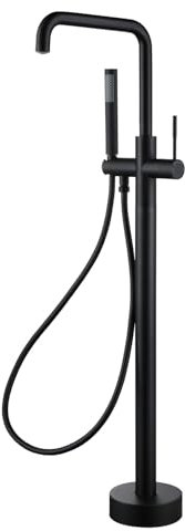 Jewelry Robinet de Baignoire autoportant, Ensemble de Robinet de Baignoire à poignée Unique en Laiton avec douchette à Main et Bec de Baignoire pivotant, Remplissage de Baignoire a