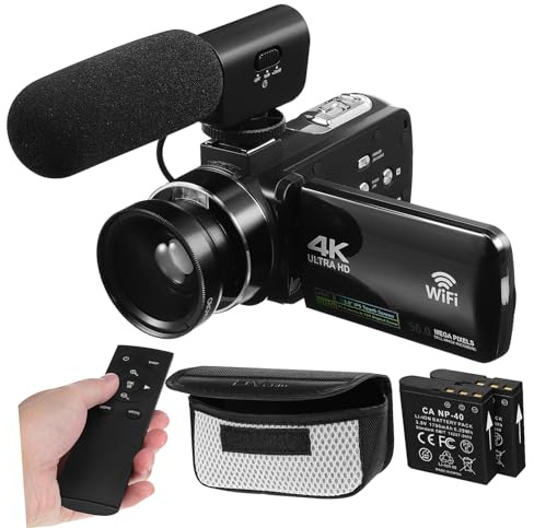 Tofficu Videocamera Digitale Schermo Ips Touch 3 Pollici, Zoom Digitale 18x e Microfono Integrato, Registrazione 4k per Vlog e Riprese