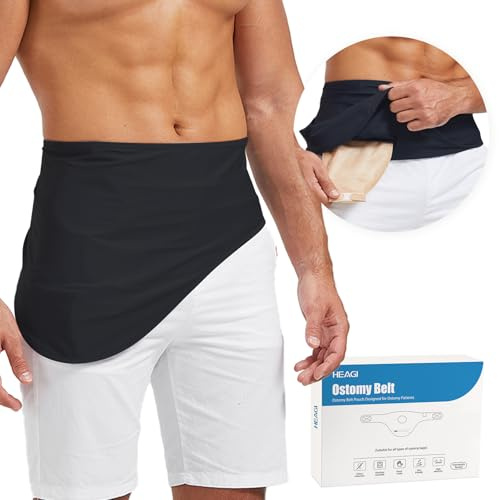 Heagimed Stoma Gürtel, Stomabeutel, verstellbarer Ostomy Stützgürtel, Ostomy Gürtel für Männer & Frauen, Stoma Zubehör, Innentasche für Ostomy Beutel für Sport & Schwimmen, Größe XL (44-47)