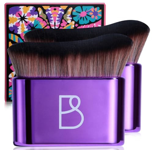 BS-MALL Self Tanning Body Brush Makeup Brushes Set of 2 – Multi-Purpose Body Brush & Ultra-Soft Synthetic Bristles, Perfect for Face & Body Application & Travel & Daily Use (Bright Purple)