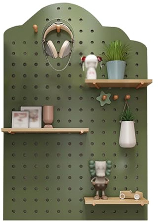 Panneau perforé réglable en bois pour rangement et présentation, porte-outils perforés avec crochets muraux pour cuisine et garage, vert-B 60 x 120 cm