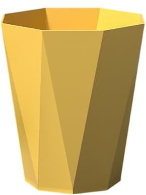 Polygon Small Plastic Bin, Slim Waste Paper Bin Wastebasket Garbage Container for Desktops, Office, Bedroom - Lightweight Recycling Trash Can with Smooth Finish 21x24cm (Yellow)