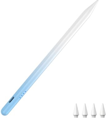 CMARS Stift, Stift für iPad Apple(2018-2026), Schnellladung, Palm Rejection | Neigungssensitivität, Kompatibel mit iPad 6/7/8/9/10/A16,Mini 5/6,Air 3/4/5/M2/M3/M4,Pro 1/2/3/4/5/6/M4/M5-Farbverlauf Blau