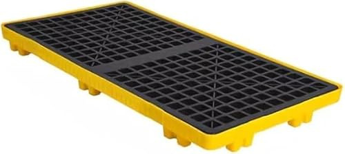 Plataforma modular de contención de derrames para tambores de aceite apilables, palé con rejilla, drenaje de carga resistente y bolsillos para montacargas, tamaño industrial (120 x 60 x 10 cm)