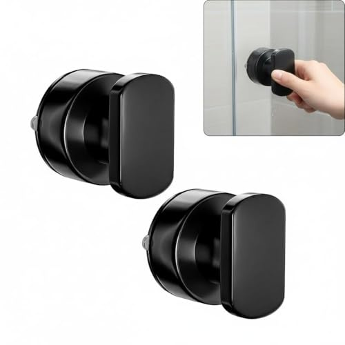 Saugnapf Griff 2er Set Türgriff mit Saugnapf Schwarz Saugnapf Türgriff | für Türen Fenster Schränke Balkontüren Badezimmer Küchen ABS Kunststoff Griff ohne Bohren