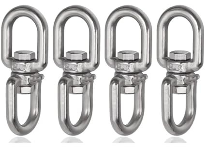 YShiuoL Giratorio de Doble Extremo 4 Ganchos Giratorios De Doble Extremo Acero Inoxidable, Conector Anillo Grillete For Colgar Hamacas, Cadena Bloqueo(M6)