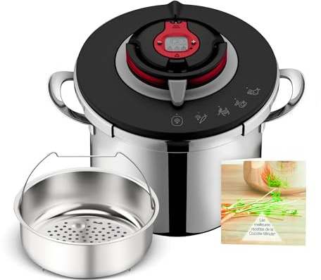 SEB - Cocotte Minute Clipso Chef Expert Acier Inoxydable - 8 L | Autocuiseur multifonction pour 6 à 8 personnes - 4 programmes de cuisson - Minuteur intégré - Système de sécurité 6 points