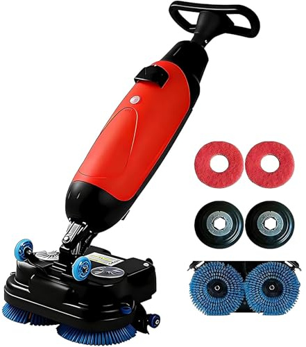 Lakenbroade Autolaveuse autoportée rotative à 360°, autolaveuse Commerciale Portable, Mini-autolaveuse Professionnelle, 43 cm de Large, pour carrelage et sols scellés Red