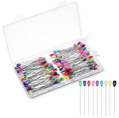 200 Stück Bunte Stecknadeln mit Kopf Glaskopfnadeln 55mm Edelstahl Stecknadeln Mehrfarbig Glaskopfstecknadeln Buntkopf Perlen Nadeln für Blumensträuße Stoffe Nähen Schneidern Näharbeiten Schmuck