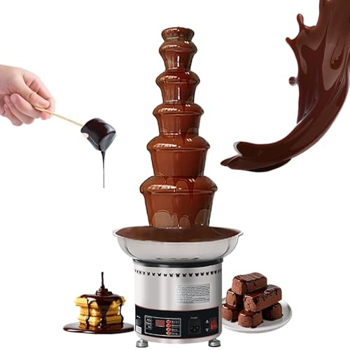 RSPPPJQ Fuente de Chocolate Profesional de 4/5/6 Niveles,Calentador de Fondue eléctrico de Temperatura Ajustable for Chocolate,Caramelo,Salsa de Barbacoa,for Buffet de Bodas, Catering(6tiers)