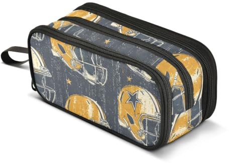 American Football Helmets Pencil Case Boys Girls Pen Bag Pouch School | Perfect for Kids Teens Adults Student, Big Large Capacity, Stationery Organizer Supplies, Zipper Compartment, Portable Handle