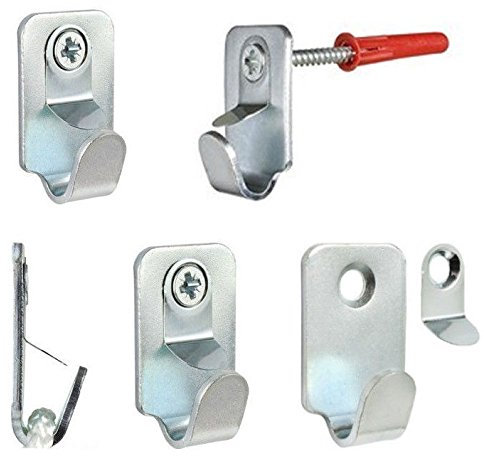 2�x Heavy Duty en acier de s�curit� Cadre photo miroir Crochets 15�kg Vis + Chevilles