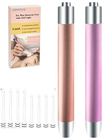 Ear Pick，Ear Wax Removal Tool，LED Lights Ear Cleaning Kit，Updated Version、Non-Slip，Soft Safety Spoon Head，Replaceable and Easy to Clean，Safe Material