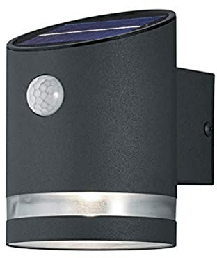 Reality Leuchten Salta R22231142 - Lampada da parete a energia solare, in plastica, con LED da 3 Watt, sensore di movimento, colore: Antracite