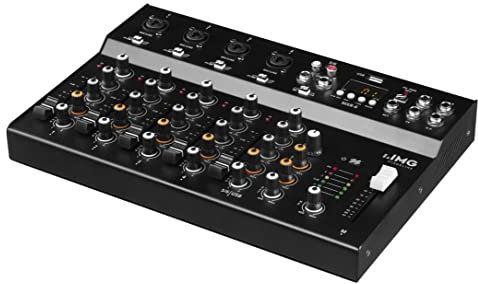 IMG STAGELINE MXR-6, 6-Kanal Audio-Mischpult mit integriertem MP3-Player, Bluetooth-Empfänger und DSP-Effekteinheit, Audio-Console mit 4 Mono-Eingangskanälen mit Gainregler, Mix-Pult in Schwarz