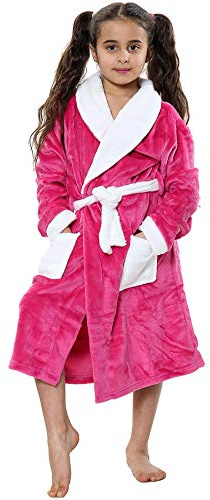 A2Z 4 Kids Dressing Gown Super Soft Flannel Fleece Fluffy Bathrobe For Girls Boys - Bathrobe 122 Pink 11-12