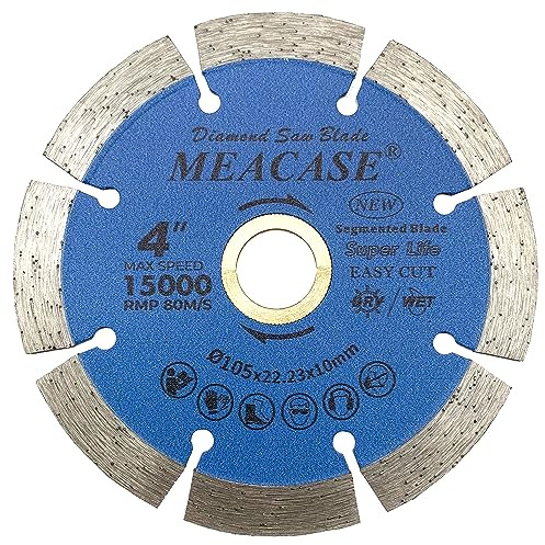 Meacase 4 inch Segmented Diamond Saw Blade for Concrete Masonry Brick Block Stone with 7/8-5/8 Arbor