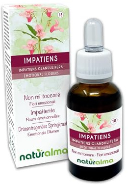 Impatiens o Impaciencia (Impatiens glandulifera) Flores emocionales o Flores de Bach Naturalma - Gotas 30 ml - Extracto líquido sin alcohol - Esencias florales - Vegano