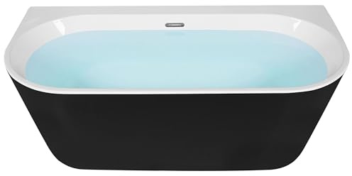Baignoire en Acrylique 170 x 80 cm Ovale Bords Arrondis Noire Harvey