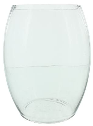 FRANK FLECHTWAREN Vase Grande, Glas, ovale Form, große Öffnung, Maße: Ø 19 x 25 cm