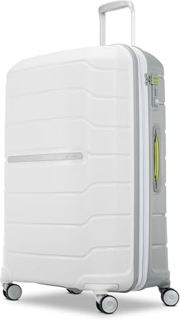 Samsonite Freeform 28-Inch Large Luggage with Dual 360° Spinner Wheels - Checked Suitcase - TSA Lock, Airline-Approved - Lightweight Durable Polypropylene Expandable Hardshell - White/Grey
