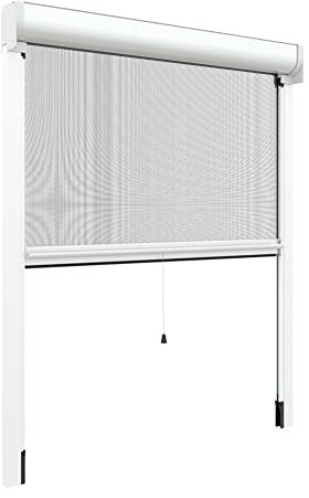 Zanzanet Zanzariera Chiusura Ermetica verticale a molla 55mm per finestre su misura personalizzabile a rullo con profilo robusto e resistente in alluminio 80x150 cm