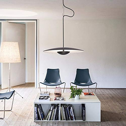 Nórdica moderna Sala Comedor Dormitorio de noche Barra redonda Araña Negro de madera del grano del platillo volante del techo de la forma de la lámpara 60x60x11.8cm Living comedor bar sala de la lámpa