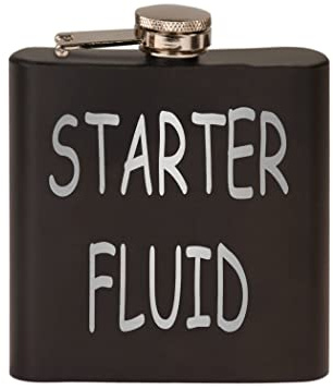 Rogue River Tactical Funny Starter Fluid Stainless Steel Hip Flask Premium Matte Black Makes a Great Gift For Him Dad Father Mechanic