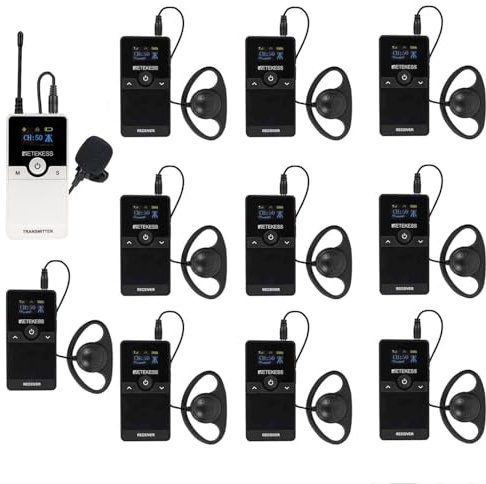 Retekess TT116 Sistema di Guida Turistica, Audio Tour Guide System(1-10) | 200 m, Riduzione Totale del Rumore, Microfono e Altoparlante per Guida Turistica, Tour in Fabbrica
