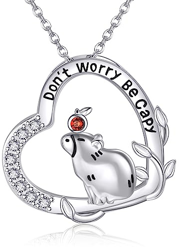 HUKKUN Capybara Kette aus Sterling Silber, Capybare Geschenke für Frauen