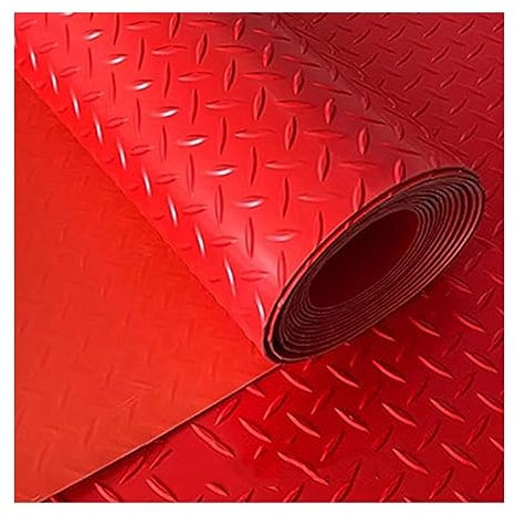GRRICEPL Garage Boden Oxford-Matten, 1,3 Mm Dicke PVC-Diamantplatten-Bodenmatten, Diamantplatte Gummi-Anhängermatte, Wasser- Und Schmutzabweisend (Farbe : Rosso, Größe : 1.2x8m)
