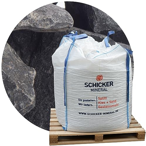 Schicker Mineral Basalt Ziersplitt anthrazit 32-56 mm 1000 kg Big Bag | Splitt, Basaltsplitt aus Deutschland, farbechter Naturstein, Basaltbruch, ideal zur Garten-, Hof- und Weggestaltung