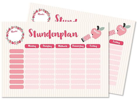 lijelove® 2 Stundenpläne SCHOOL GIRL mit Terminplaner, DIN A5 (Art. SC01-ST)