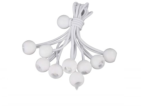 Youyijia 200 Stück Spanngummi mit Kugel 160mm Gummischlaufen Expanderschlinge Zeltgummis Planenspanner für Partyzelte Planen Plakate Werbebanner weiß