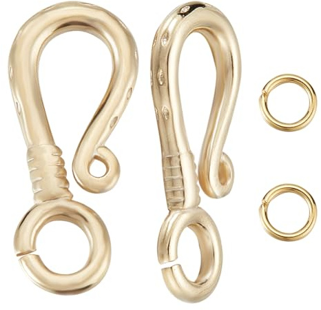 Beebeecraft 1 Box Mit 10 S-Hakenverschlüssen 24 Karat Vergoldet Hakenring-Kippverschlüsse Verbinder Mit 20 offenen Binderingen Drahtaufhänger Schmuckzubehör Für Die Herstellung von DIY-Halsketten