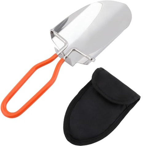 Mini pala pieghevole da giardino, leggera, in acciaio inox, con custodia, per giardino, escursionismo, pesca, emergenza in auto (argento, dimensioni: 22,4 x 6,5 x 2,4 cm)
