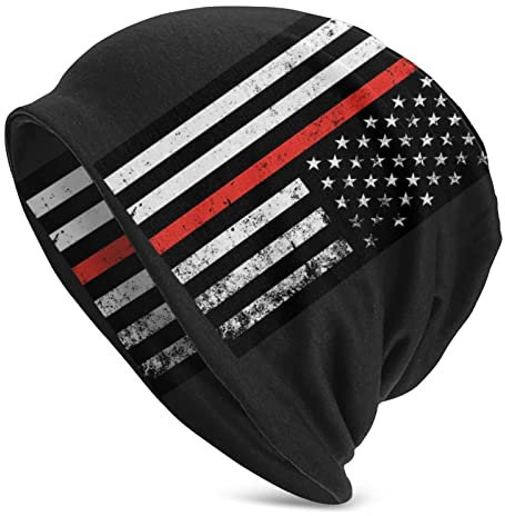 Slouchy Beanie Cap Strickmütze für Damen und Herren, Fischermütze, Totenkopfmütze, niedlicher Chemo-Mütze, Unisex, Geschenk, Feuerwehr-Flagge, One size
