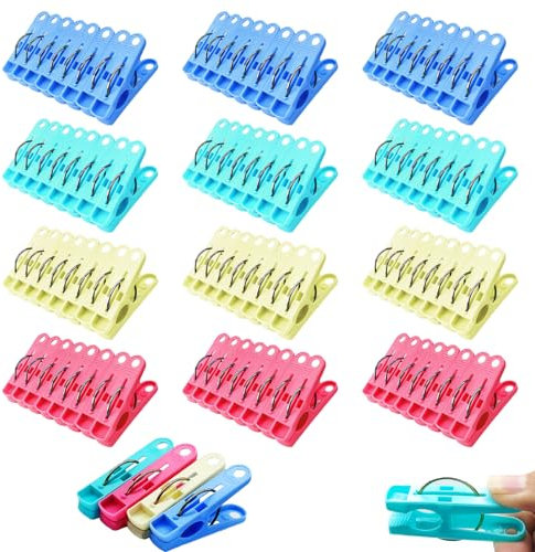 Nadinsta 112 Stück Wäscheklammern Ohne Abdruck, Windfeste Kunststoff-Wäscheklammern, 4 Farben Wäscheklammer, Starke Grip Clothes pegs für Wäscheleinen und Kleidung, Socken