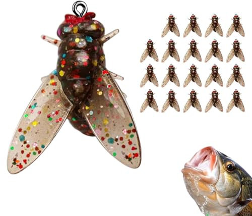 20 for Bionic Fly Fishing Bait, Fliegenfischen Köder Set, Poppers Zum Fliegenfischen, Exquisites Fliegenfischer-Köder-Set Für Salzwasser Und Süßwasser
